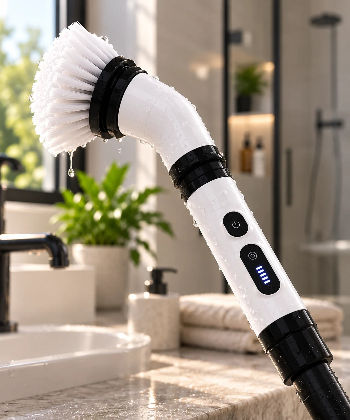 Close-up of the SpinEase cordless cleaning system